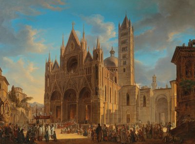 Procession in Front of the Cathedral of Siena by Woldemar Hermann